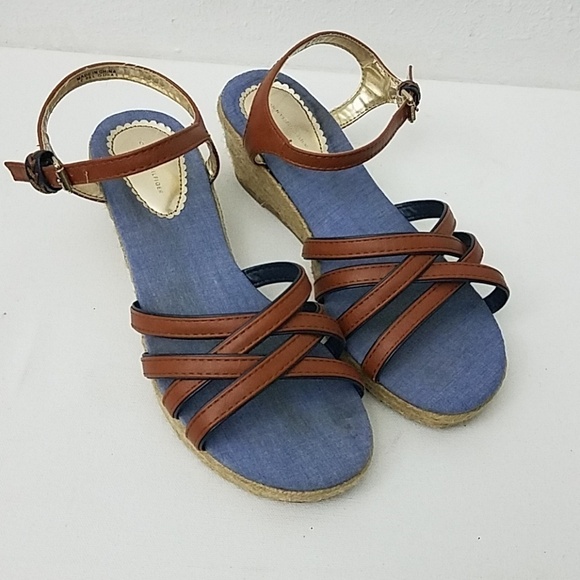 𝅺tommy Hilfiger espedril sandels wedge sz 5 strappy - Picture 1 of 8